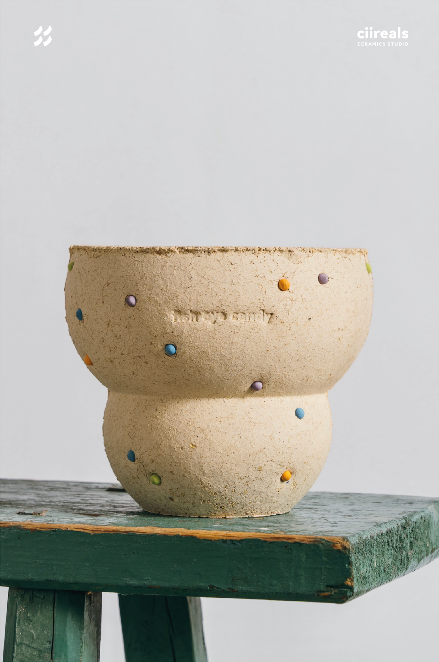 Fish Eye Candy" Pot (with Saucer)